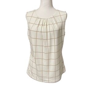 Calvin Klein women’s white with tan blouse, Size Medium. NWOT (new)